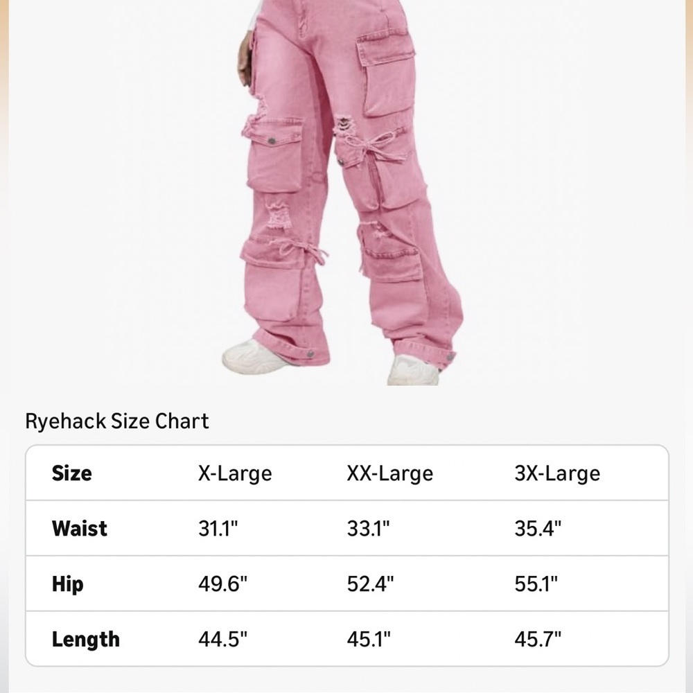 NWT Pink Distressed Denim Cargo Jeans - Picture 7 of 7
